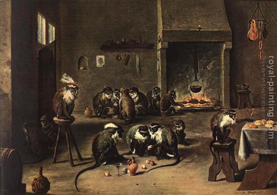 David Teniers The Younger : Apes in the Kitchen